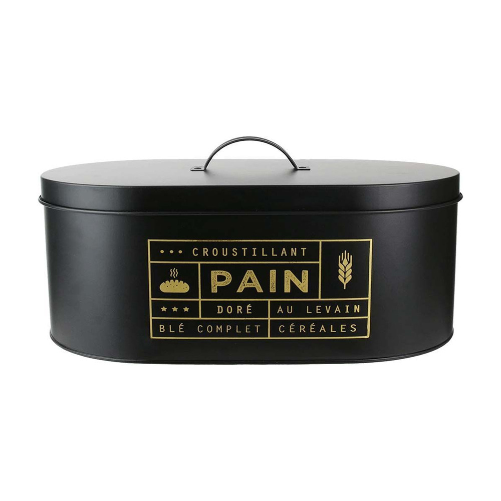 Boite à pain en métal noir mat nora