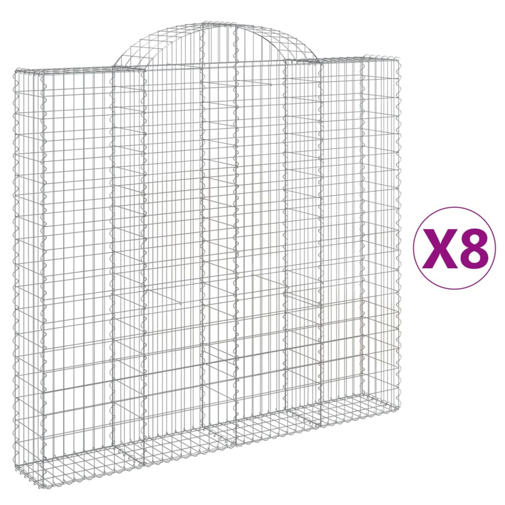 Paniers à gabions arqués 8 pcs 200x30x180/200 cm fer galvanisé