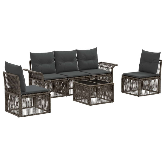 Ensemble de canapé de jardin 6 pcs gris polyrotin