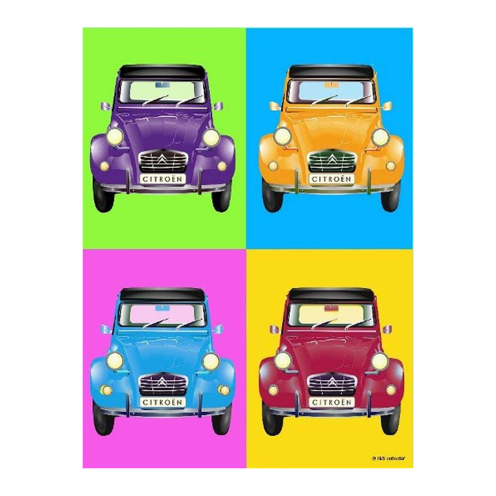 Plaque décorative en métal en relief 40 x 30 cm citroën 2cv wahrol