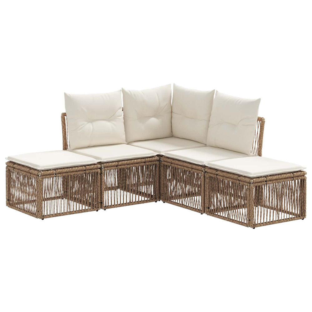 Ensemble de canapé de jardin 5 pcs beige polyrotin