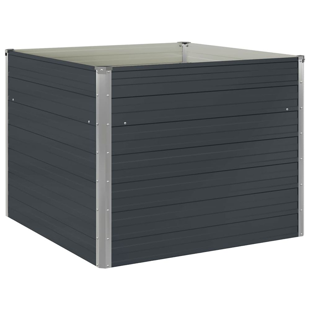 Bac potager carré acier galvanisé pour terrasse jardin anthracite 100x100x77 cm