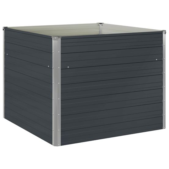 Bac potager carré acier galvanisé pour terrasse jardin anthracite 100x100x77 cm