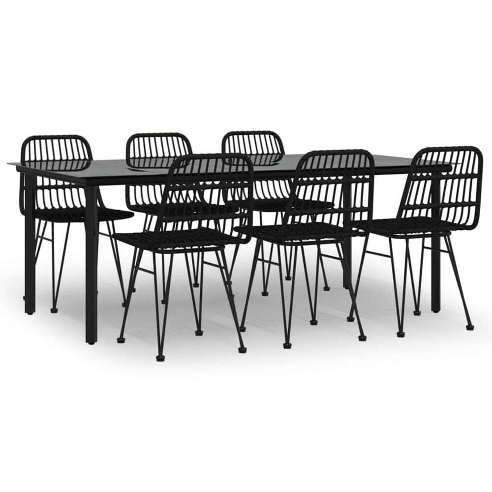 Ensemble à manger de jardin 7 pcs noir résine tressée