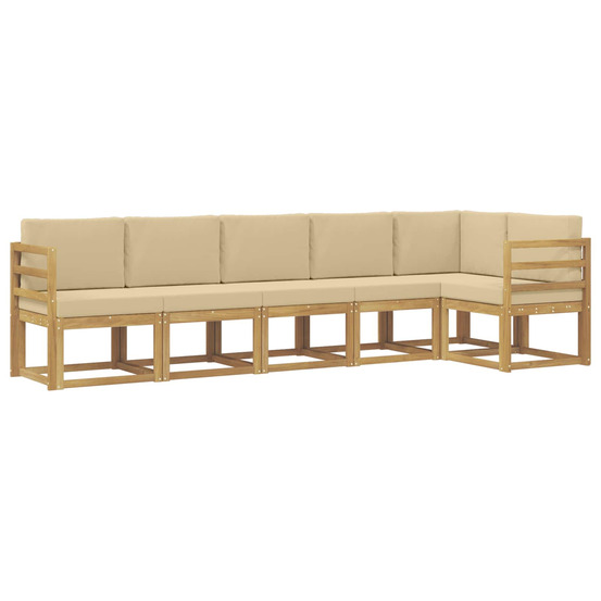 Ensemble de canapés d'extérieur 6 pcs blanc et beige polyester
