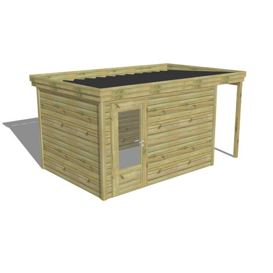 Abri de jardin bois pin traité autoclave 27mm - 4,44x2,64m / 12m2 - bac acier - abri français