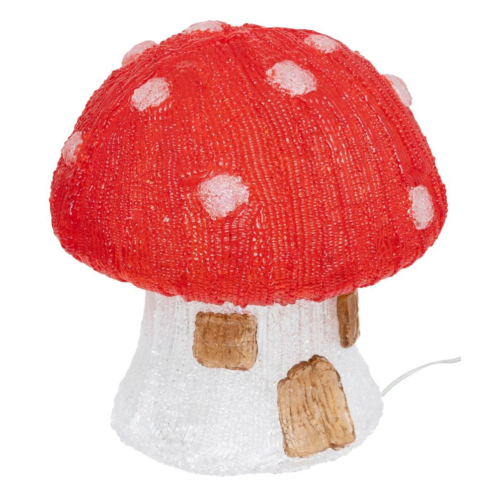 Forme acrylique extérieure maison champignon lumineux solaire 30 led h.21cm