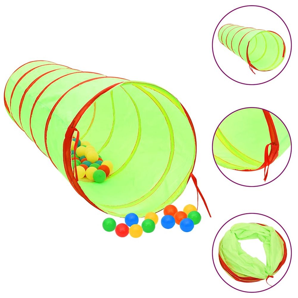 Tunnel de jeu pour enfants avec 250 balles vert 175cm polyester