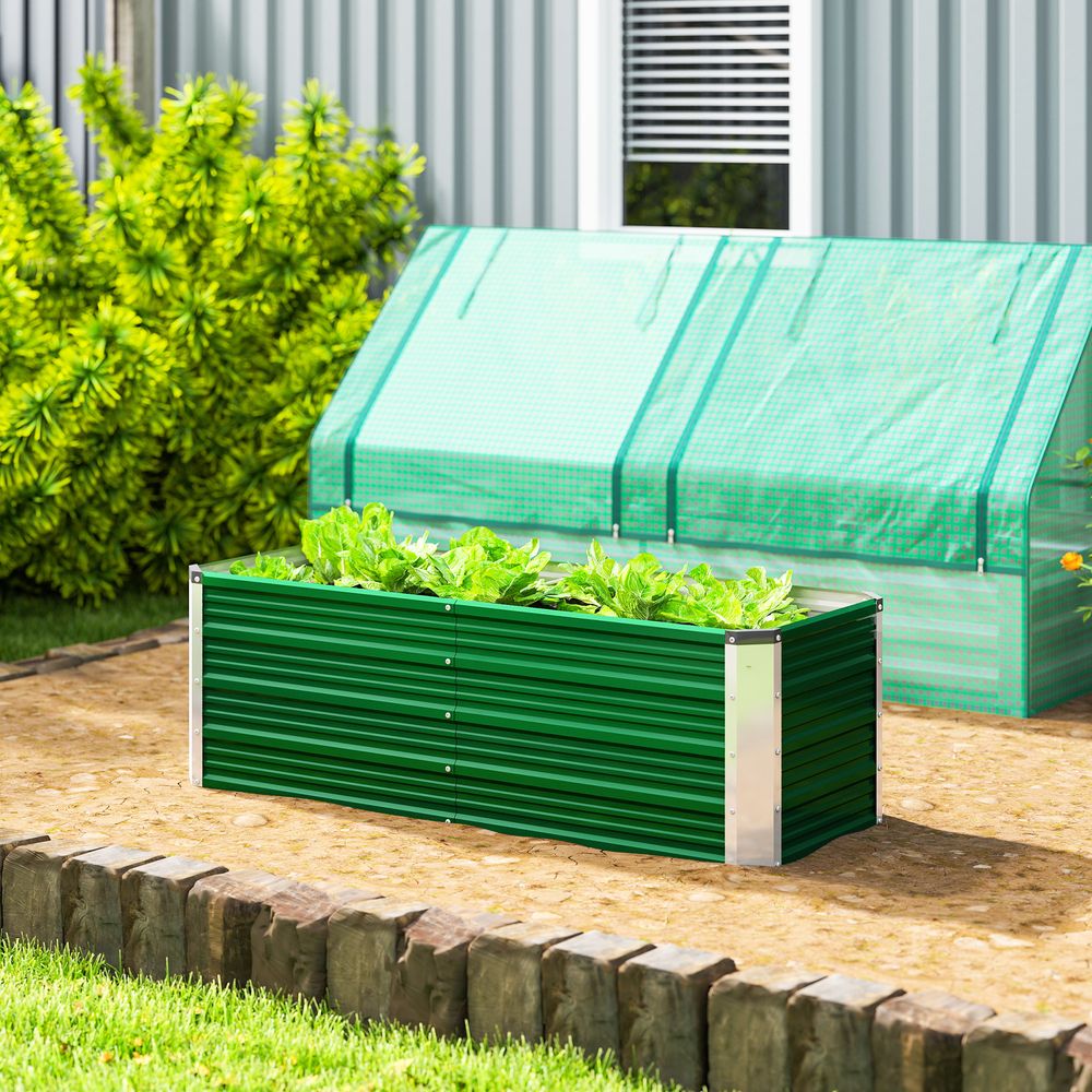 Jardinière sans fond acier galvanisé jardin 2 zones culture 125x47x44cm vert