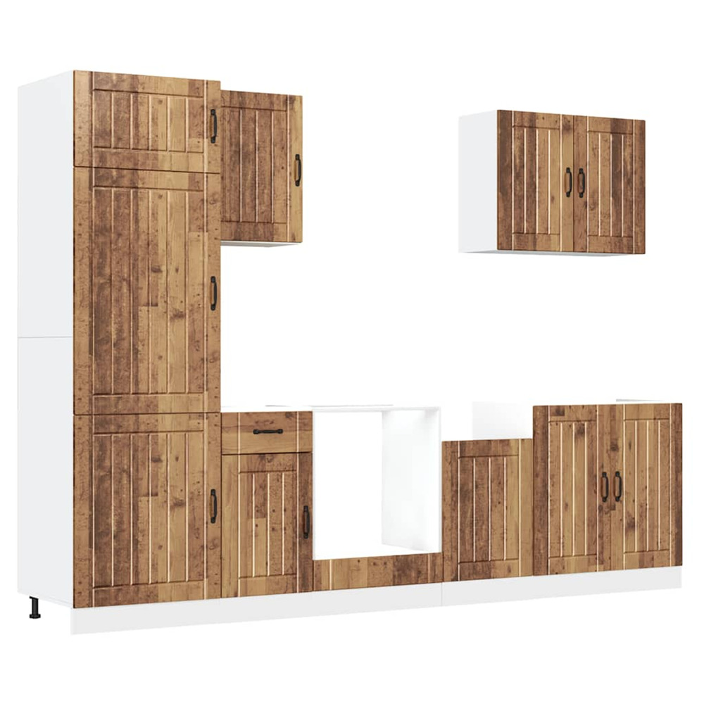 Ensemble d'armoires de cuisine 7 pcs lucca bois d'ingénierie