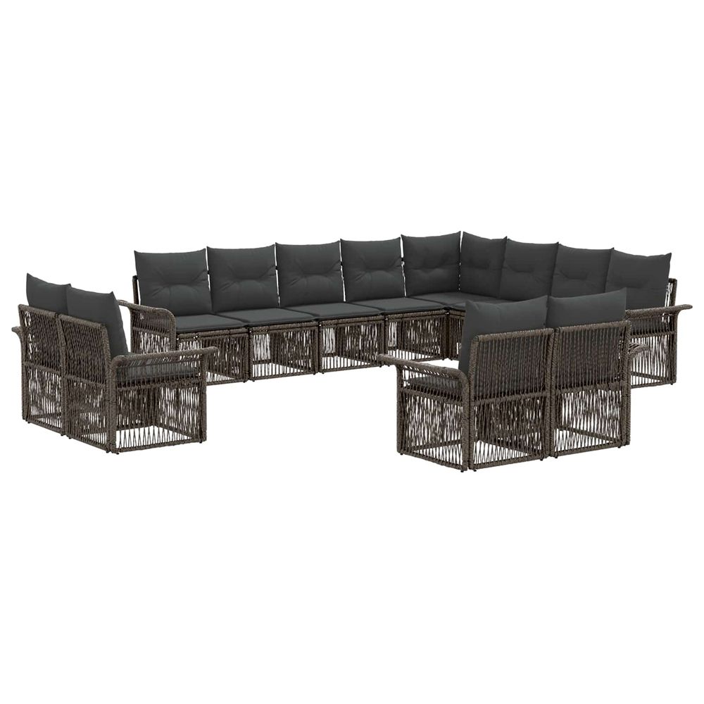 Ensemble de canapé de jardin 12 pc gris et gris foncé polyrotin