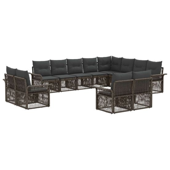 Ensemble de canapé de jardin 12 pc gris et gris foncé polyrotin