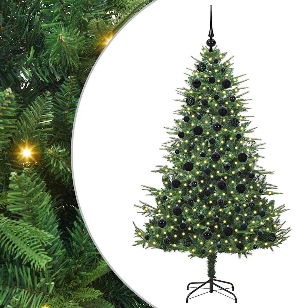 Sapin de noël artificiel pré-éclairé avec set de boules 180 cm