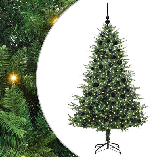 Sapin de noël artificiel pré-éclairé avec set de boules 180 cm