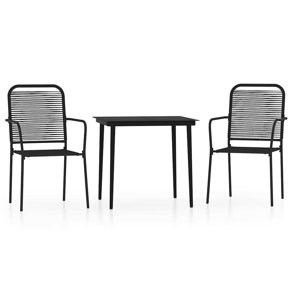 Ensemble à manger de jardin 3 pcs noir