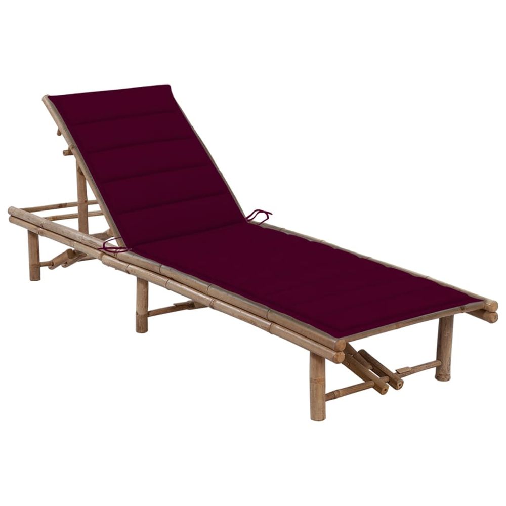 Chaise longue de jardin avec coussin bambou bain de soleil