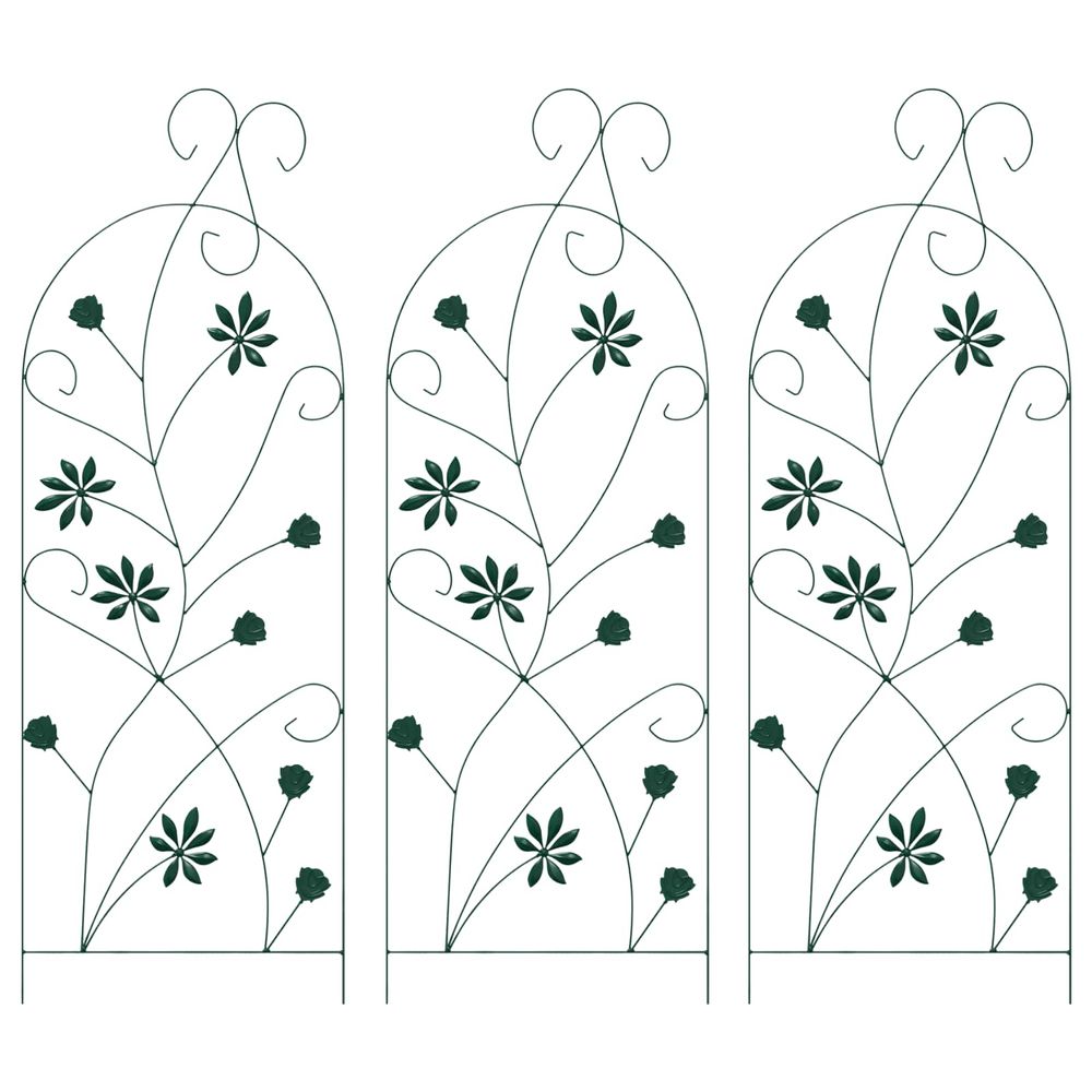Clôture de jardin 3 pc vert 112 x 39,5 cm acier