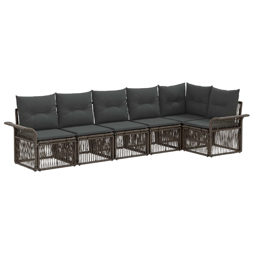 Ensemble de canapé de jardin 6 pc gris polyrotin