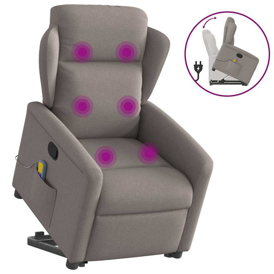 Fauteuil inclinable de massage taupe tissu
