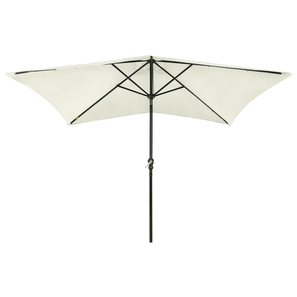 Parasol de jardin avec led et mât en acier sable 2x3 m