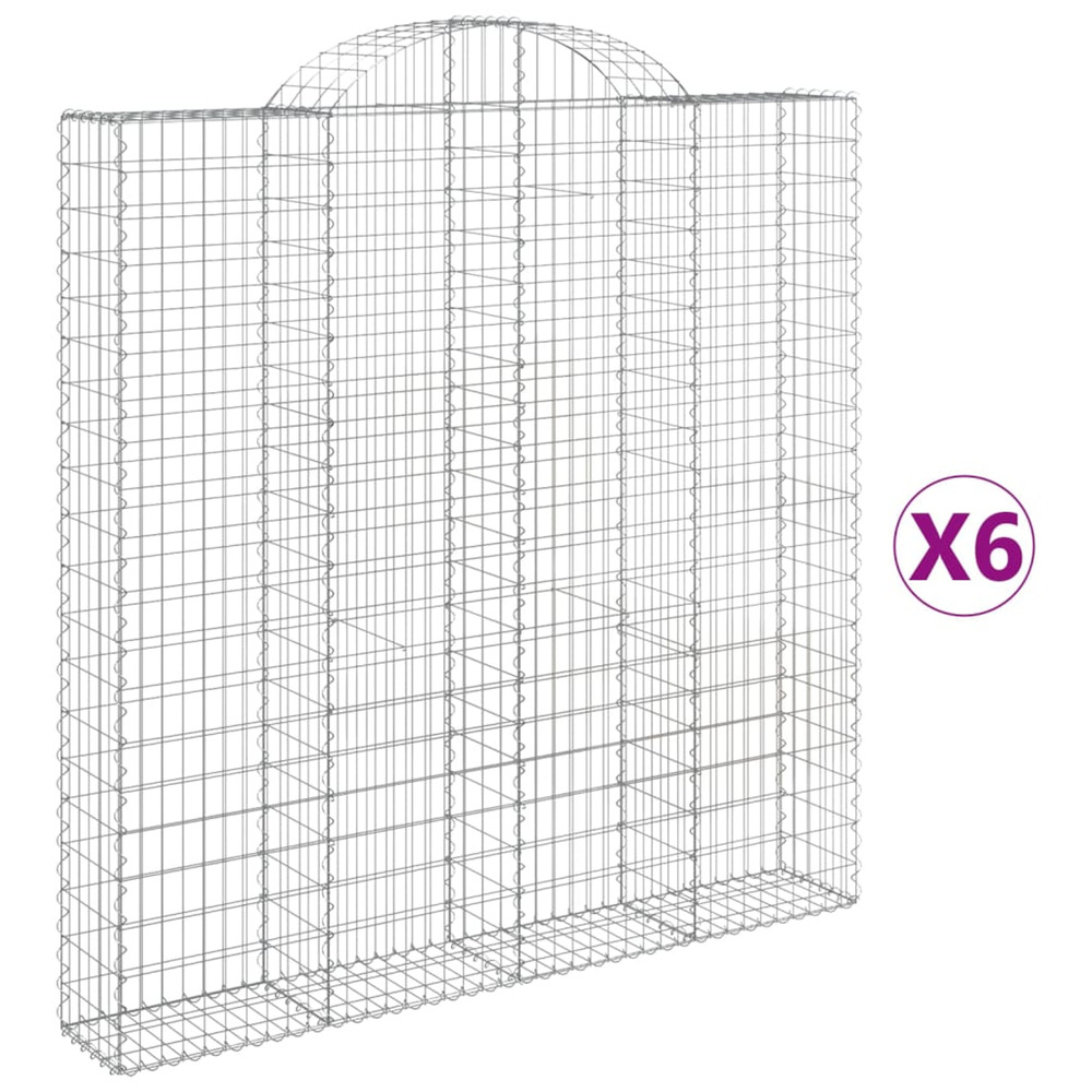 Paniers à gabions arqués 6 pcs 200x30x200/220 cm fer galvanisé