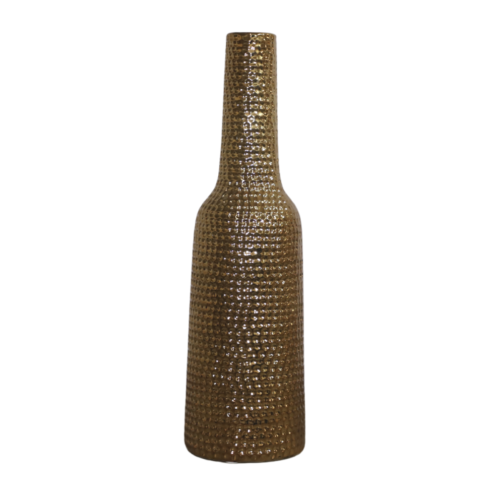 Vase en céramique doré 11 x 30.5 ø ouv 2,5