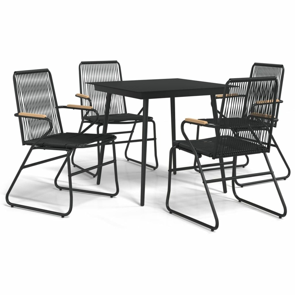 Ensemble à manger de jardin 5 pcs noir rotin pvc