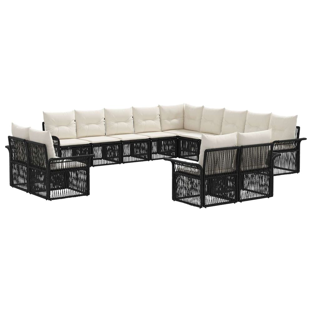 Ensemble de canapé de jardin 13 pc noir et blanc crème