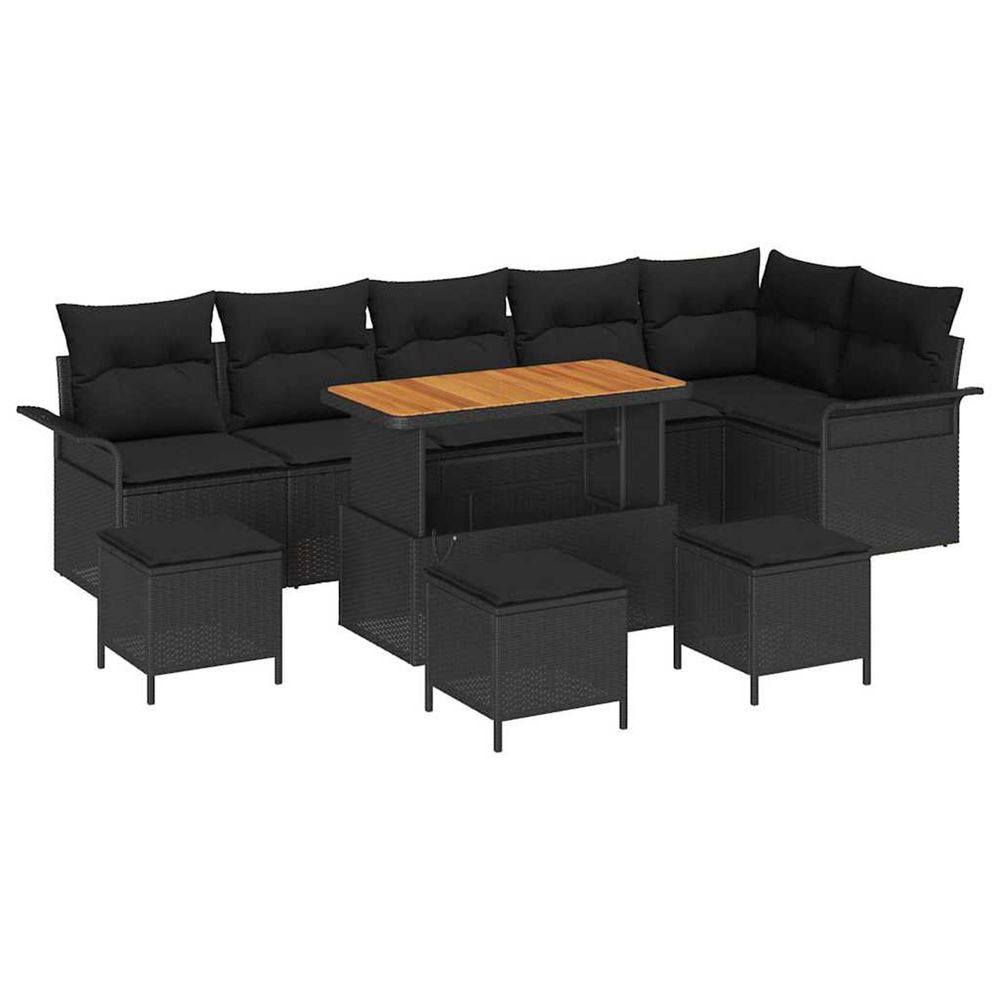 Ensemble de canapé de jardin 10 pc noir polyrotin