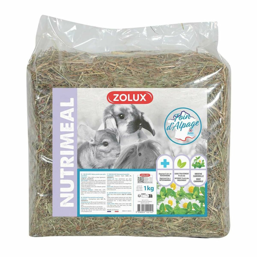 Foin d'alpages aromatisé pour rongeurs premium nutrimeal 1 kg menthe-camomille
