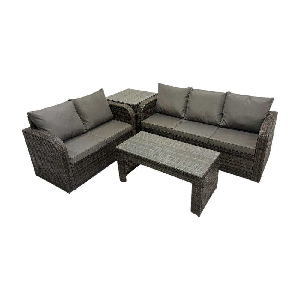 Ensembles de salon de jardin avec table basse rectangulaire table d'appoint gris foncé mixte