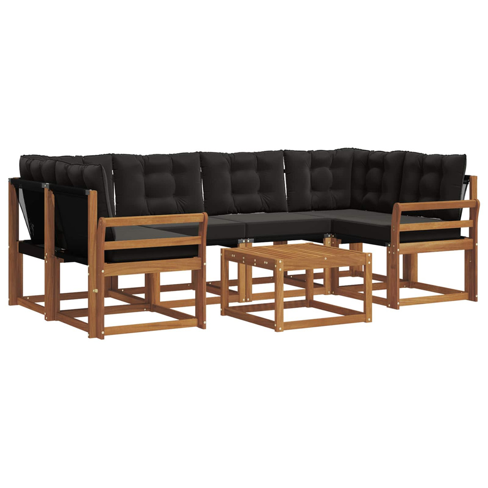 Ensemble de canapés d'extérieur 7 pcs naturel et noir