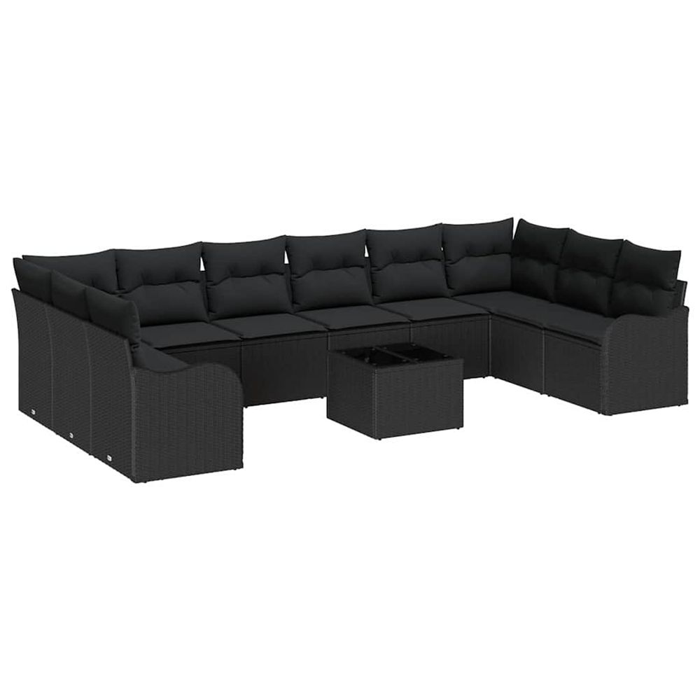 Ensemble de canapé de jardin 11 pc noir polyrotin