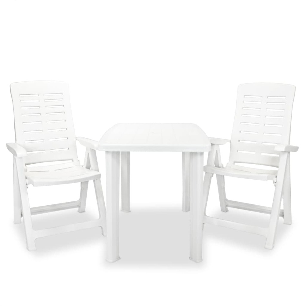Mobilier de bistro 3 pièces plastique blanc