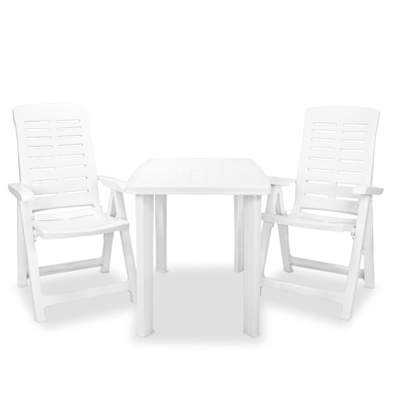 Mobilier de bistro 3 pièces plastique blanc