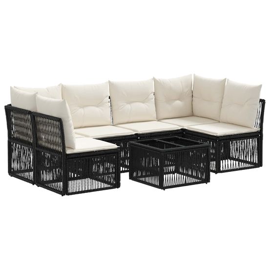 Ensemble de canapé de jardin 7 pc noir polyrotin