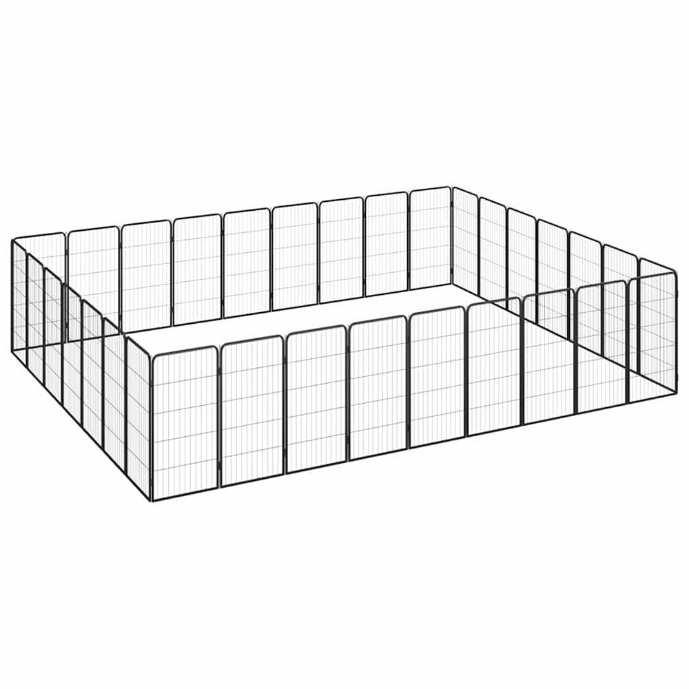 Enclos extérieur chien 32 panneaux parc acier noir 450cm