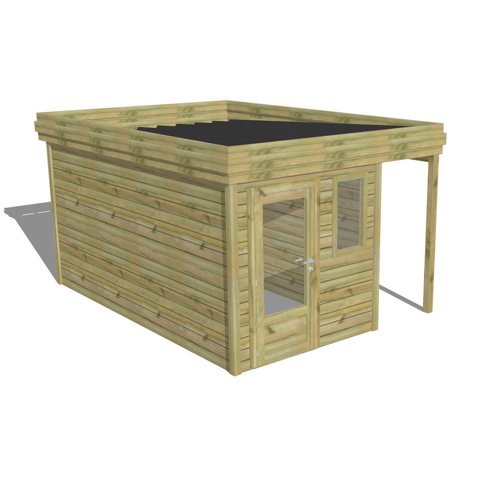 Abri de jardin bois pin traité autoclave 27mm - 3,14x4,34m / 14m2 - bac acier - abri français