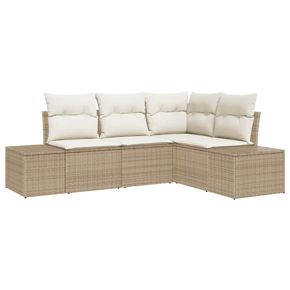 Ensemble de canapé de jardin 4 pcs beige et crème polyrotin