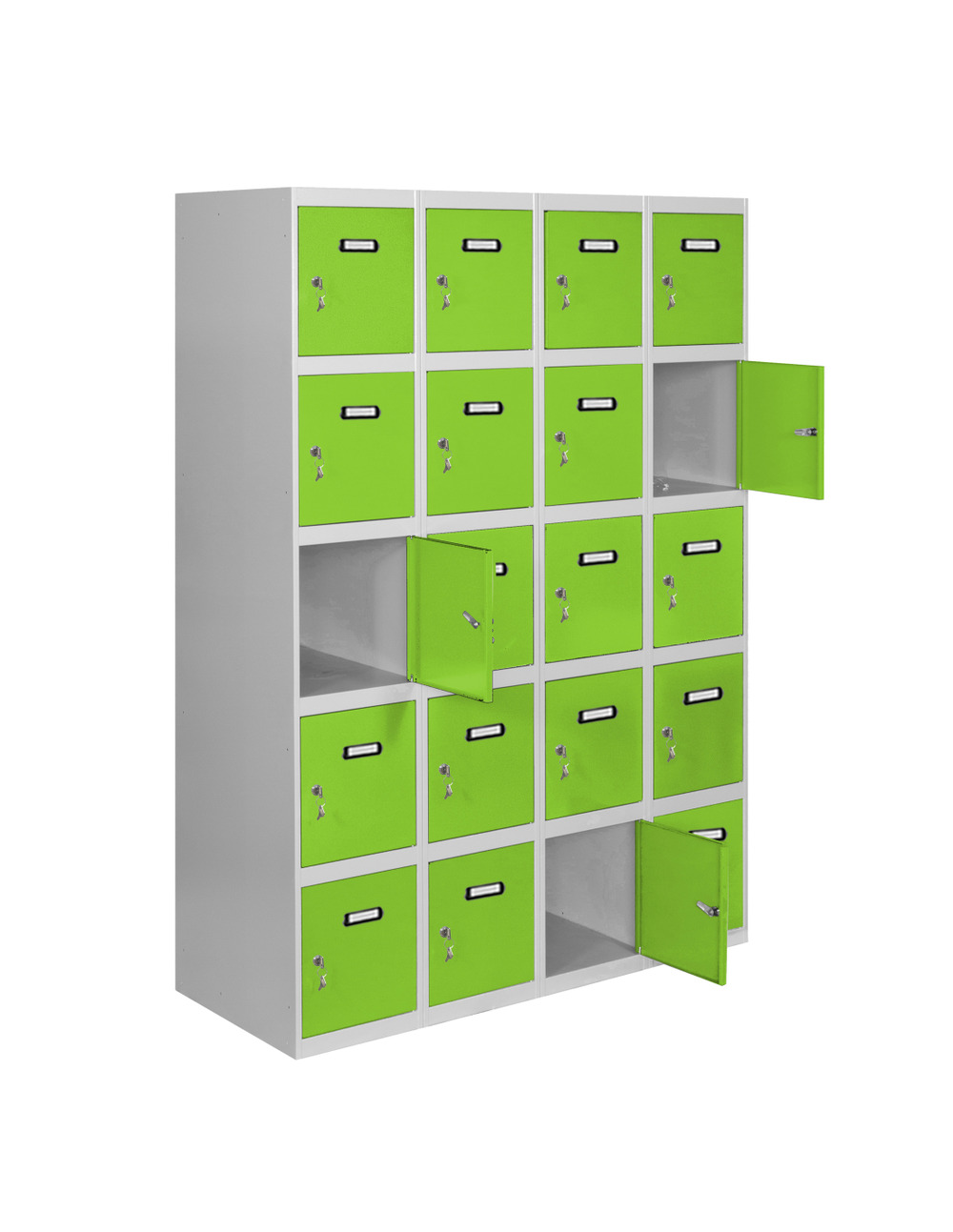 Casier-armoire simonlocker desm. 5 portes 4/20 400 (1600) gr/ve gris/vert 1800x1600x500 - simonrack