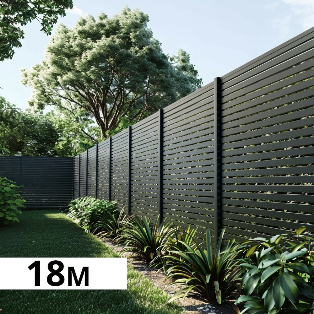 Kit clôture ajourée aluminium olinda anthracite 18,33x1,8m - lames ajourées 21x45x1780 mm - brise vue - palissade