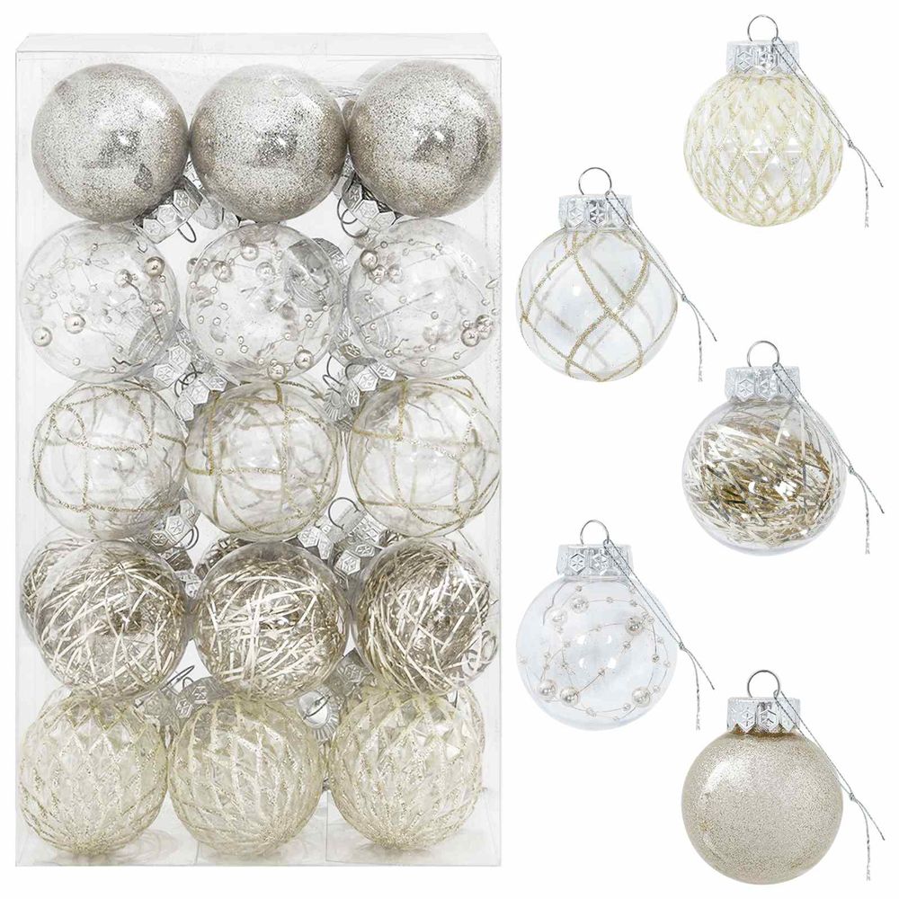 Ensemble de boules de noël 30 pc champagne ø 6 cm pet
