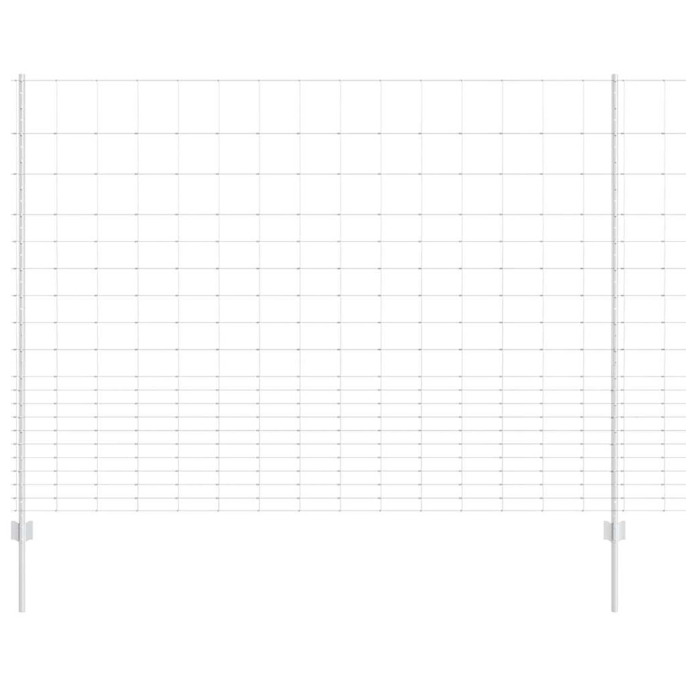 Clôture avec poteau argenté 1,6 x 25 m acier