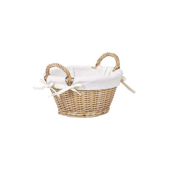 Corbeille en osier et coton avec anses