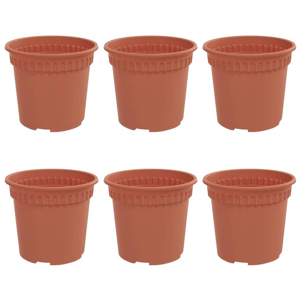 Pot à fleurs rond 6 pc rouge brique ø 15 x 12 cm plastique