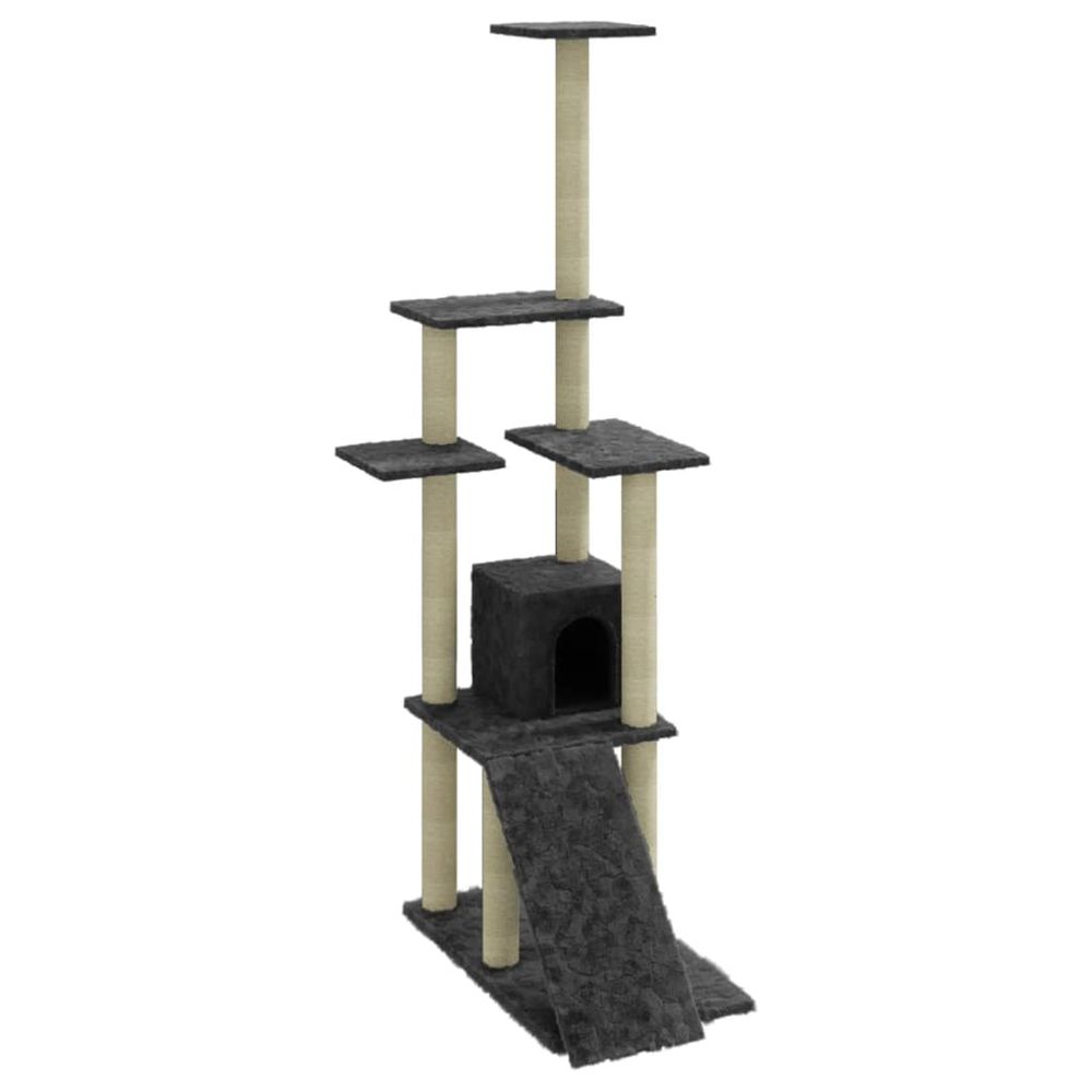 Arbre à chat avec griffoirs en sisal gris foncé 155 cm