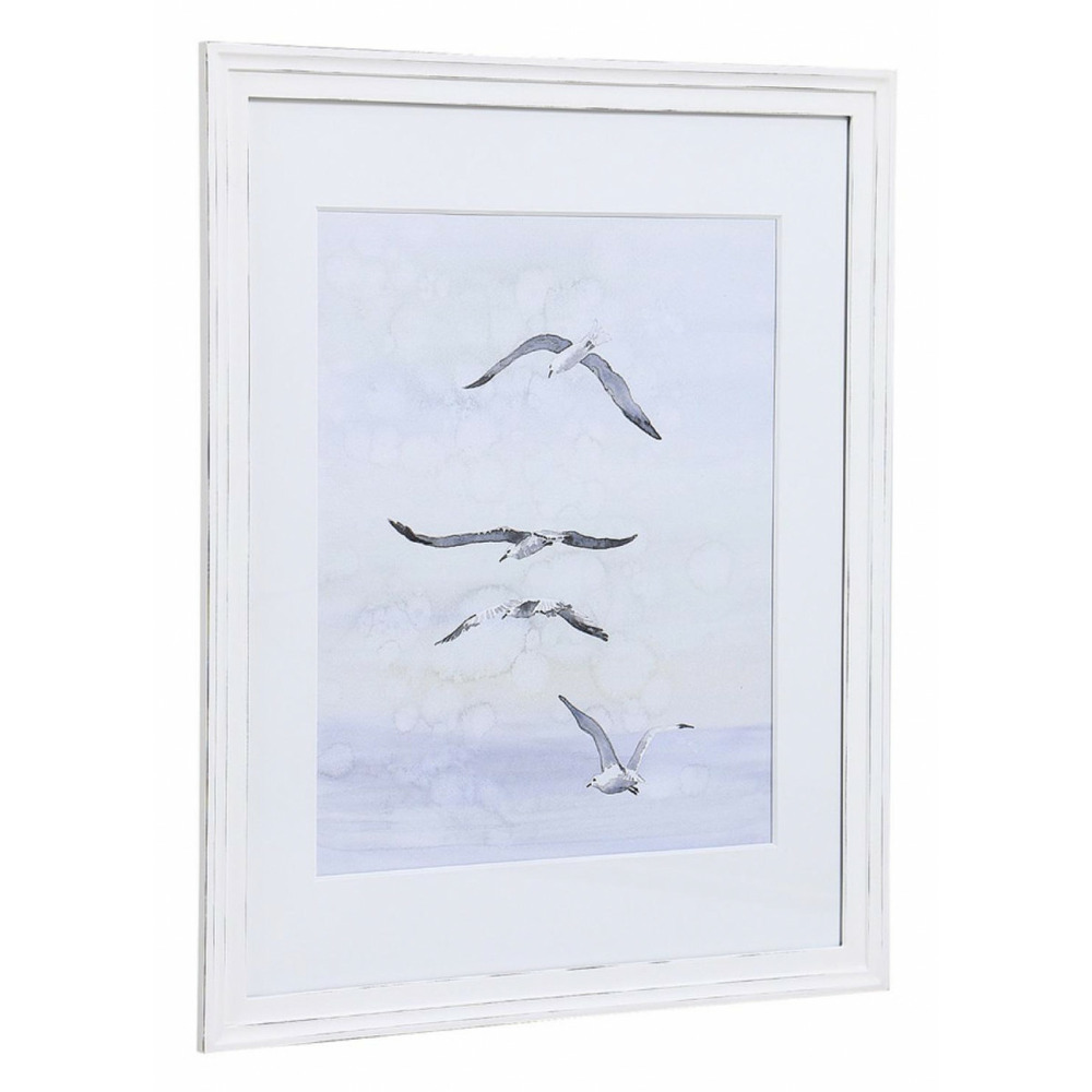 Tableau aquarelle envolée d'oiseaux bois blanc - interior's