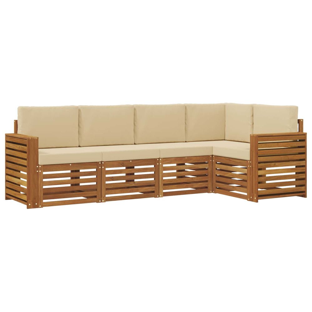 Ensemble de canapés d'extérieur 5 pc naturel et beige polyester