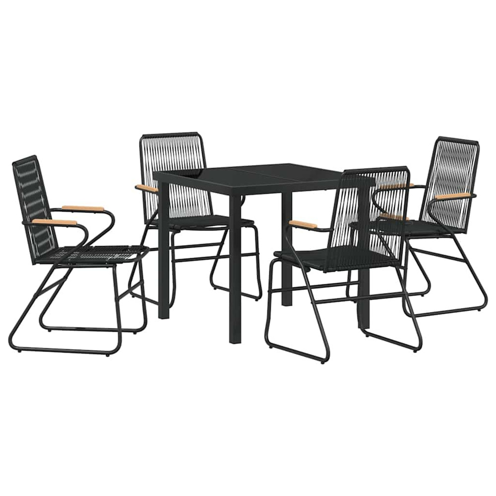 Ensemble de salle à manger pour jardin 5 pcs noir