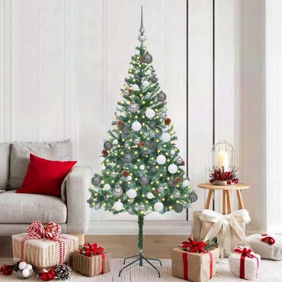 Sapin de noël artificiel conique lumineux pvc pour fêtes vert 180 cm